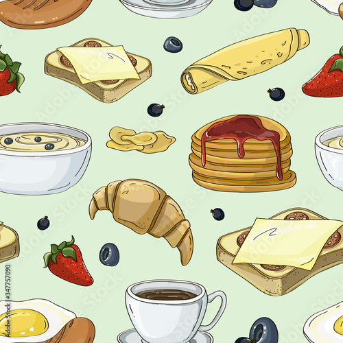 Breakfast collection illustration set pattern