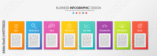 Business flowchart with 8 steps. Infographic template. Vector