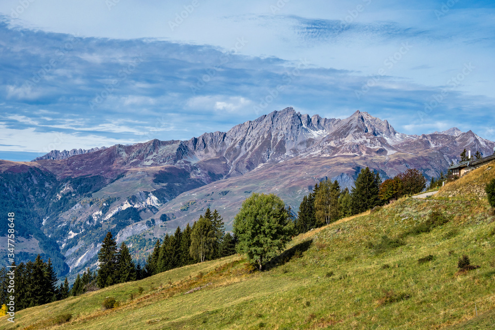 Alpine landscape of the French alps near Montvalezan in Savoie , France