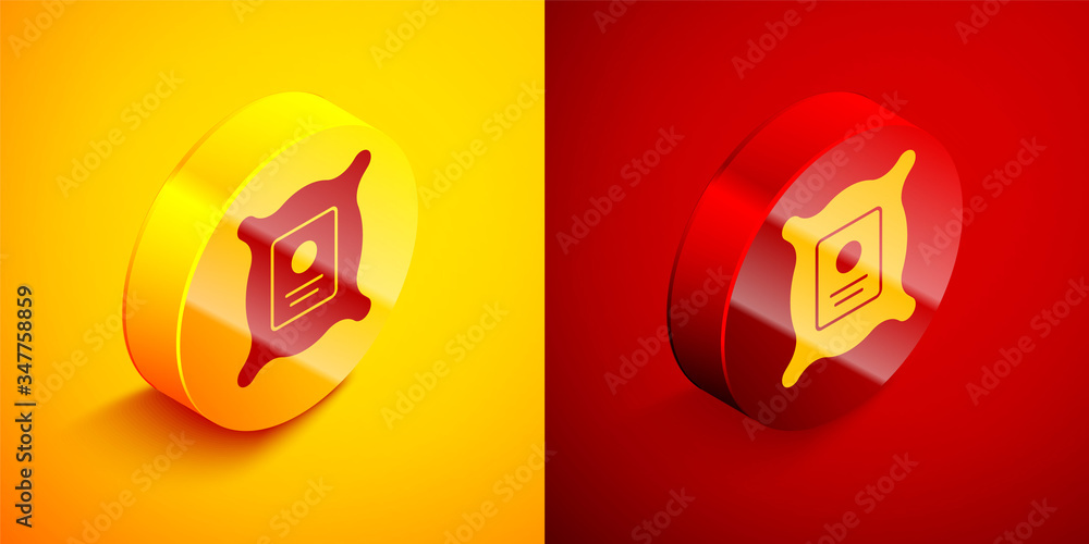 Isometric Pack full of seeds of a specific plant icon isolated on orange and red background. Circle button. Vector Illustration Isometric Pack full of seeds of a specific plant icon isolated on orange and red background. Circle button. Vector Illustration