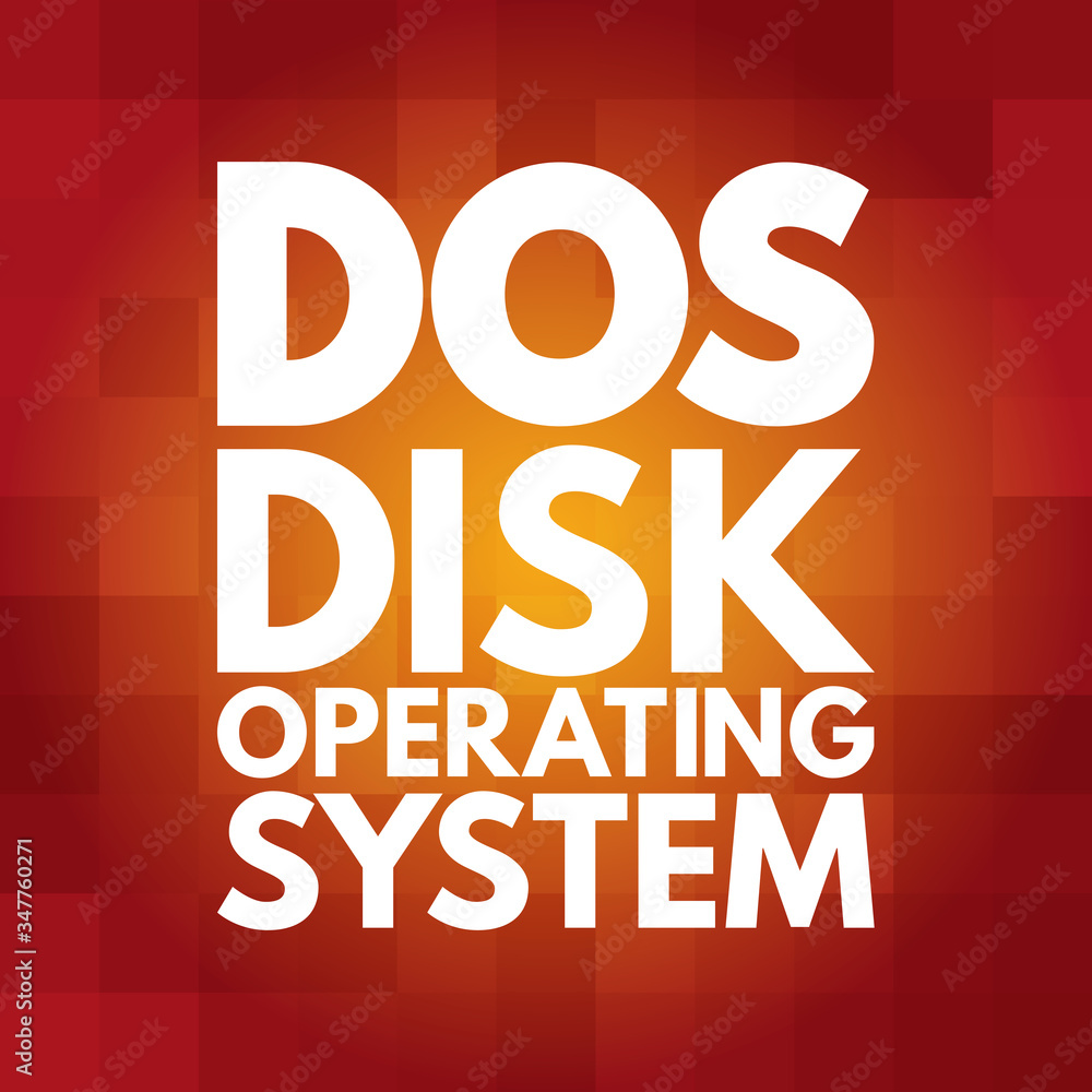 DOS - Disk Operating System acronym, technology concept background