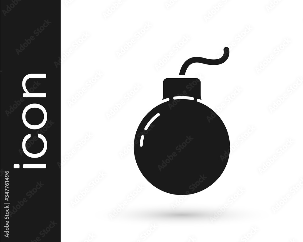 Grey Bomb ready to explode icon isolated on white background.  Vector Illustration