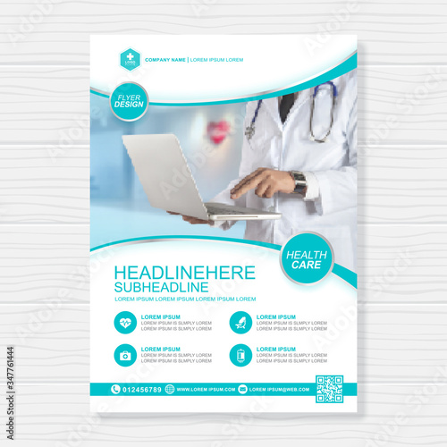 Foto Corporate healthcare and medical cove a4 flyer design template for print