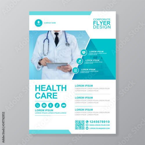 Corporate healthcare and medical cove a4 flyer design template for print