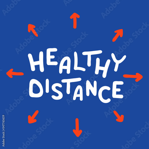 Coronavirus collection - healthy distance lettering - vector illustration photo