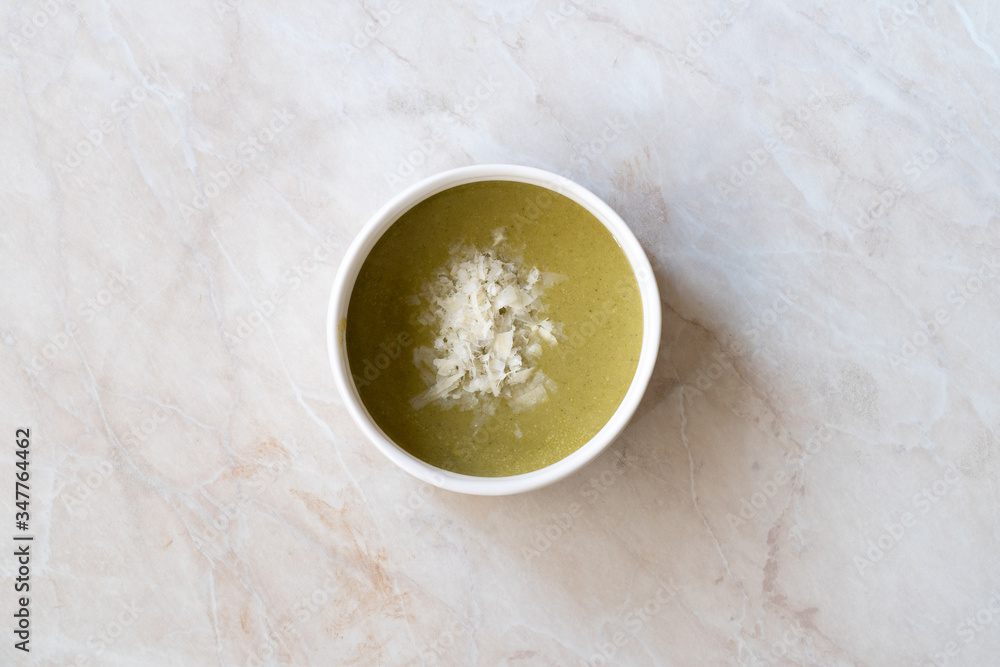 Homemade Healthy Organic Broccoli Soup with Grated Parmesan Cheese. Homemade Healthy Organic Broccoli Soup with Grated Parmesan Cheese.