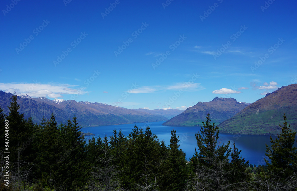 Panoramic view of a mountain lake