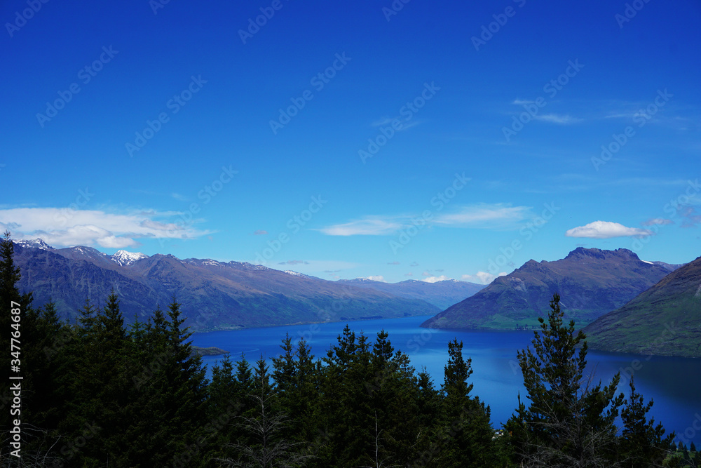 Panoramic view of a mountain lake