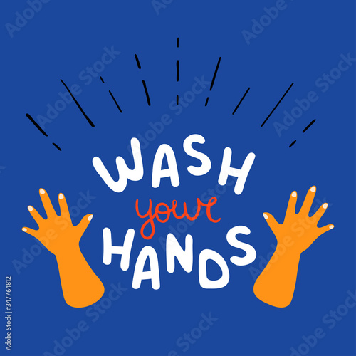 Coronavirus collection - wash your hands lettering - vector illustration
