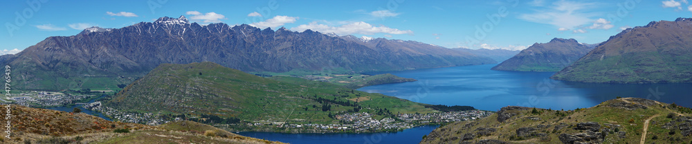 Panoramic view of a mountain lake Panoramic view of a mountain lake