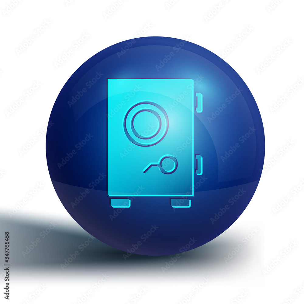 Blue Safe icon isolated on white background. The door safe a bank vault with a combination lock. Reliable Data Protection. Blue circle button. Vector Illustration Blue Safe icon isolated on white background. The door safe a bank vault with a combination lock. Reliable Data Protection. Blue circle button. Vector Illustration