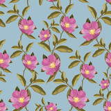 Seamless vector pattern of Chamernik on a blue background. Pattern of winter flowers. Use for printing, textiles, design, design, flyers, greetings, websites, wallpapers, and wrapping paper.