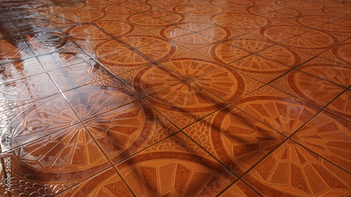 Beige and brown floor tiles