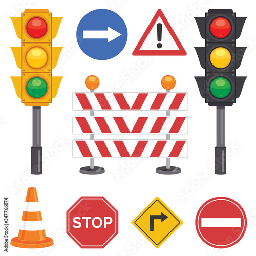 Traffic Concept With Lights And Equipments