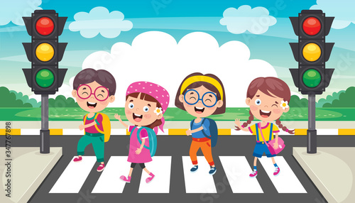Traffic Concept With Funny Characters