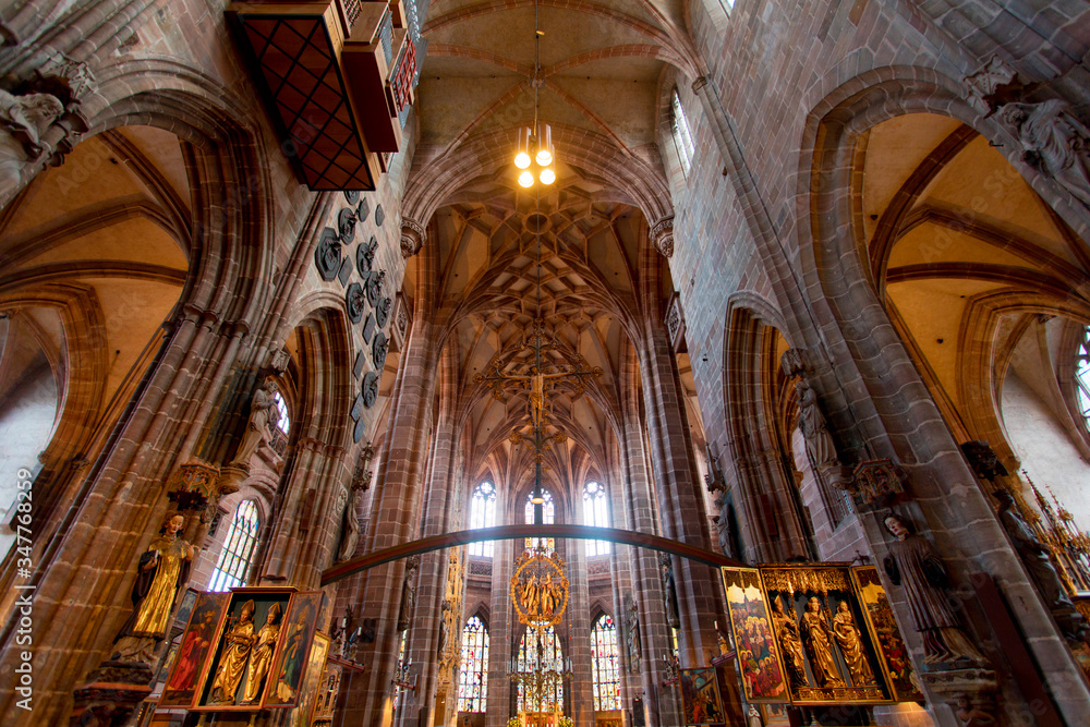 Nuremberg Gothic Cathedral interior 