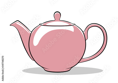 Vector illustration of pink teapot