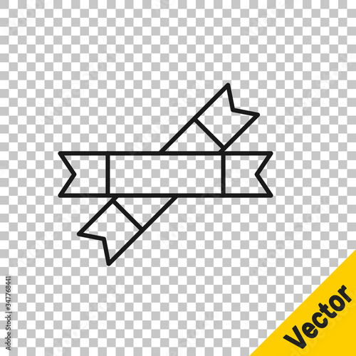Black line Sugar stick packets icon isolated on transparent background. Blank individual package for bulk food products as coffee, salt, spices.  Vector Illustration