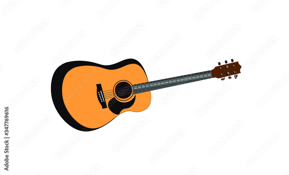 Illustration of a classic acoustic guitar on a plain background