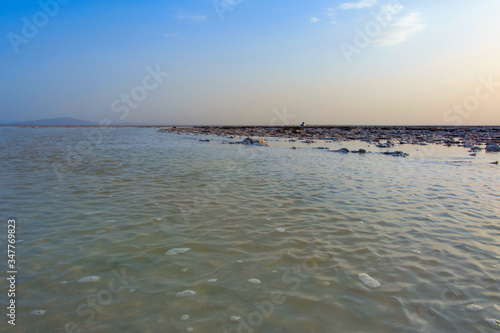 Danakil desert with salt lake  Ethiopia