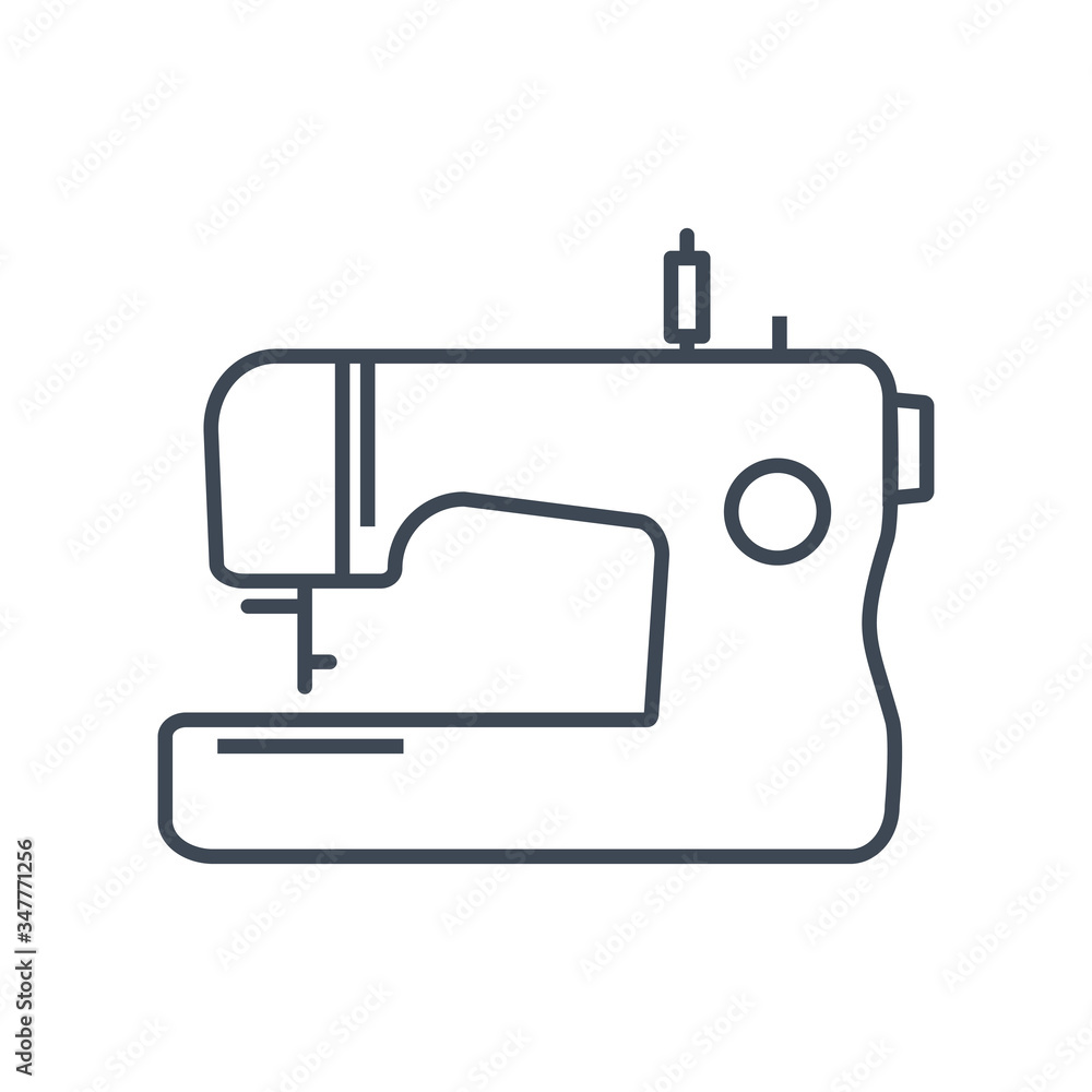 Thin line icon clothing, garment industry, sewing machine