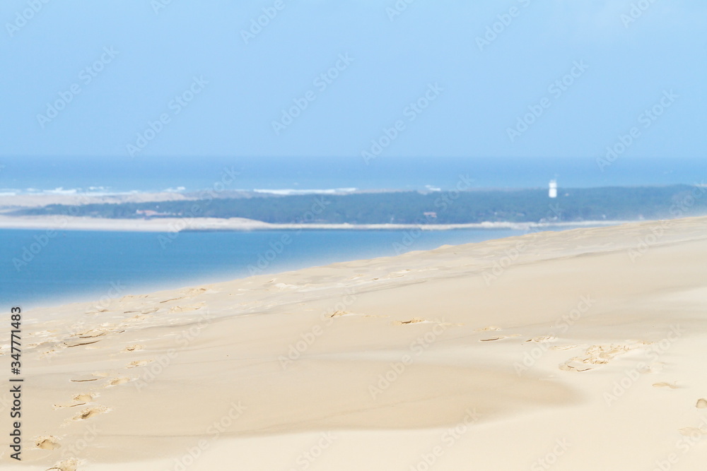 Pyla-sur-Mer, Landes/France; Mar. 27, 2016. The Dune of Pilat is the tallest sand dune in Europe. It is located in La Teste-de-Buch in the Arcachon Bay area, France, 60 km from Bordeaux. With more tha
