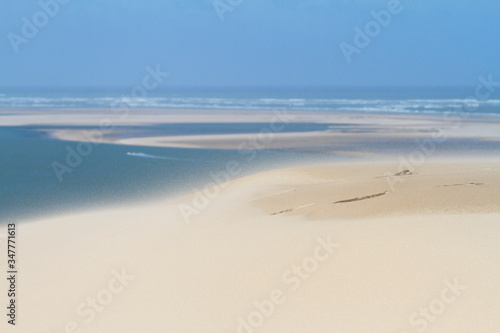 Pyla-sur-Mer, Landes/France; Mar. 27, 2016. The Dune of Pilat is the tallest sand dune in Europe. It is located in La Teste-de-Buch in the Arcachon Bay area, France, 60 km from Bordeaux. With more tha