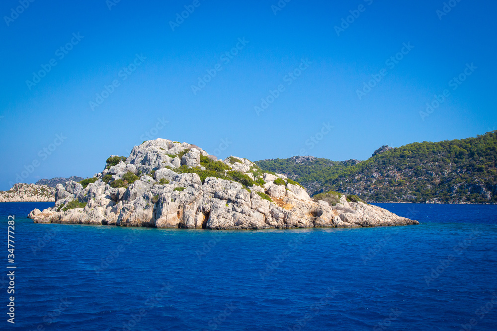 A single island in the beautiful Mediterranean Sea