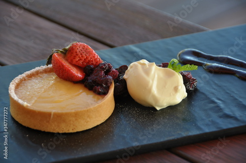 House made mango and passion fruit cheesecake served with fresh Chantilly cream 