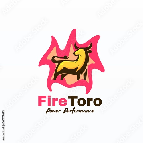 Vector Logo Illustration Bull Mascot Cartoon Style.