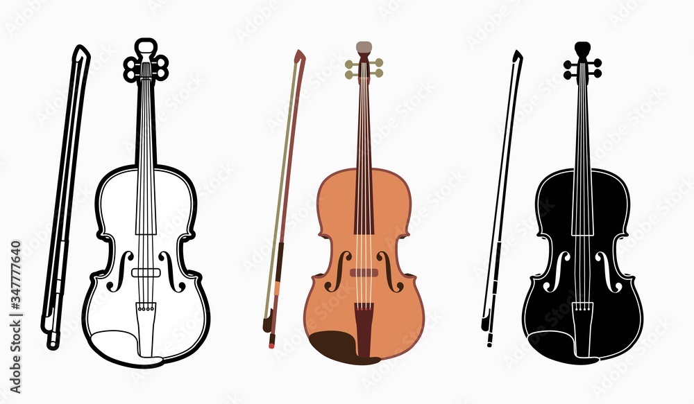 Naklejka premium Violin instrument cartoon music graphic vector