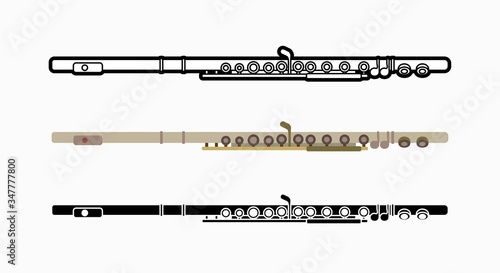 Flute instrument cartoon music graphic vector