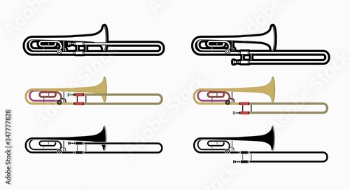 Trombone instrument cartoon music graphic vector