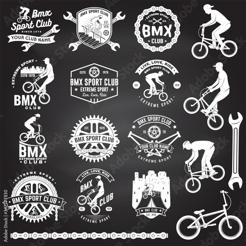 Leinwand Poster Set of bmx extreme sport club badge