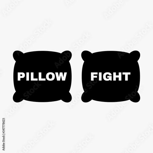 Pillow fight icon. Game symbol. Flat design. Stock - Vector illustration.