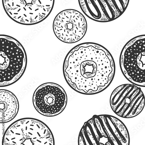 Four donuts. Apparel print design. Seamless set.