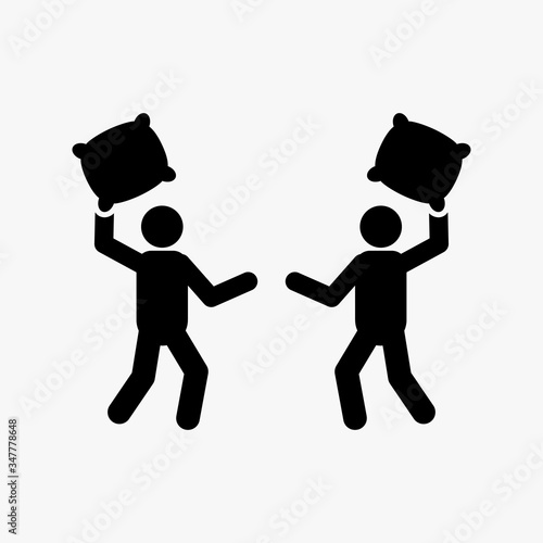 Pillow fight icon. Game symbol. Flat design. Stock - Vector illustration.