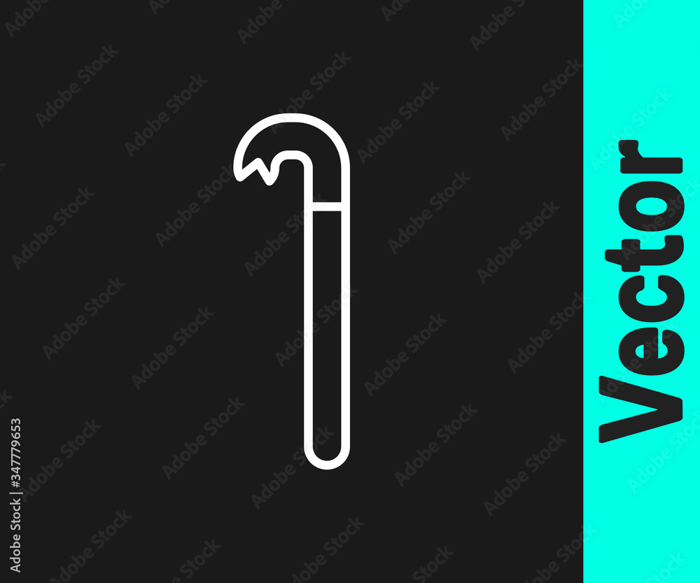 White line Crowbar icon isolated on black background. Vector Illustration White line Crowbar icon isolated on black background. Vector Illustration