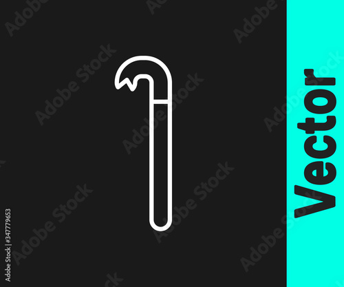 White line Crowbar icon isolated on black background. Vector Illustration