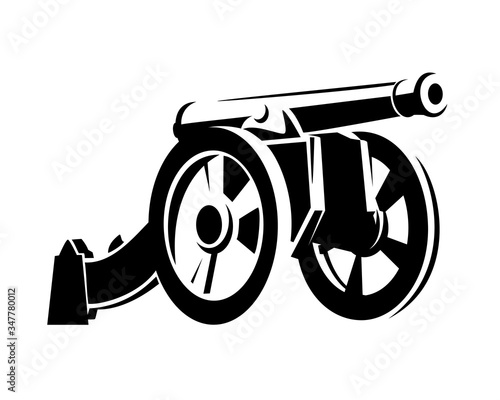 antique cannon gun black and white vector outline design