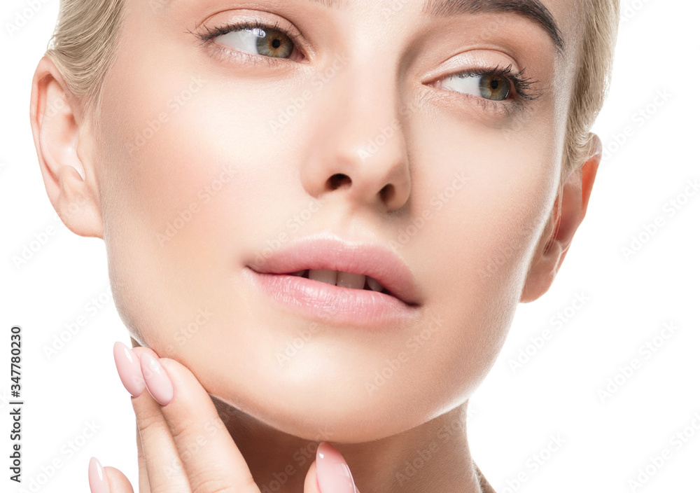 Obraz premium Woman face natural make up healthy clean skin beauty face cosmetic concept pure beautiful female 