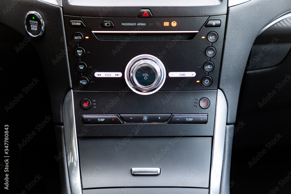 Control buttons in interior of a modern car