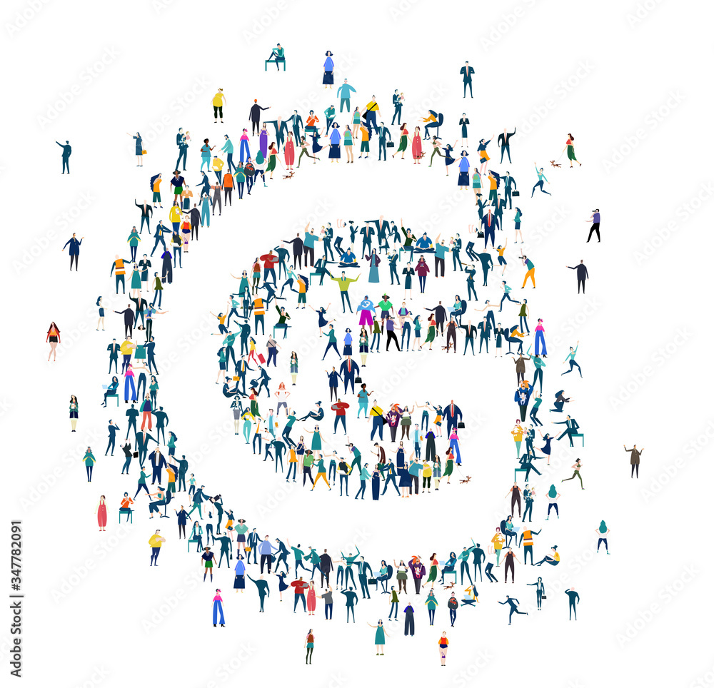 Alphabet. Letter made of many little people, crowd creation. Lots of busy people create letter shape. Alphabet. Letter made of many little people, crowd creation. Lots of busy people create letter shape.