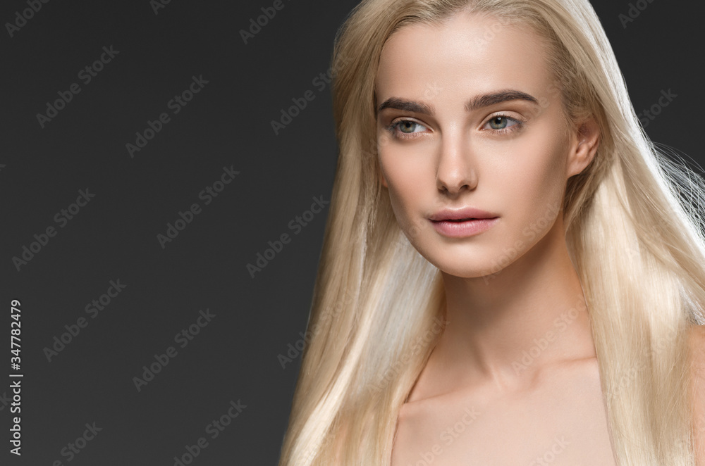 Woman blonde hair beautiful face healthy skin Woman blonde hair beautiful face healthy skin