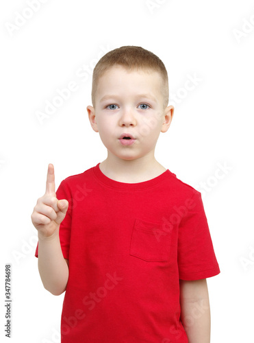  boy shows his finger up