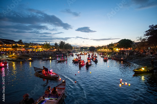 twilight scene of ancient Hoi An city in the Chinese style, Vietnam