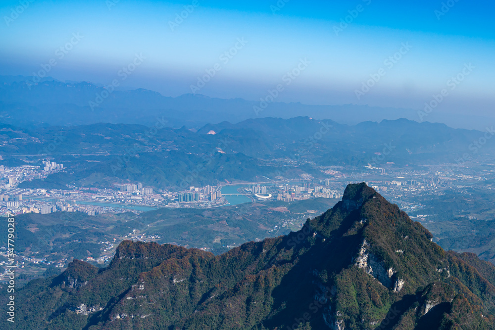 Beautiful photo of mountain landscape at Hunan Province, China