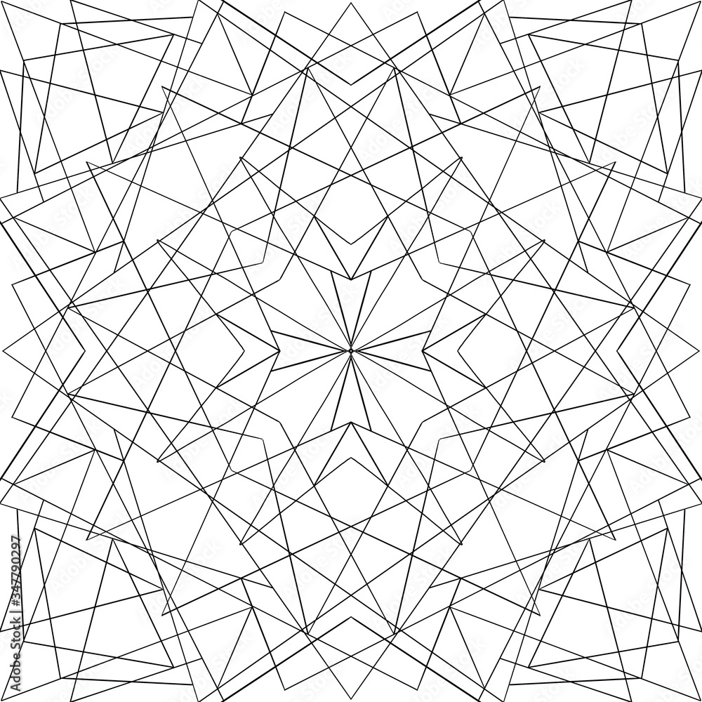 Geometric black and white mandala on white background. Relax drawing. Coloring book. 