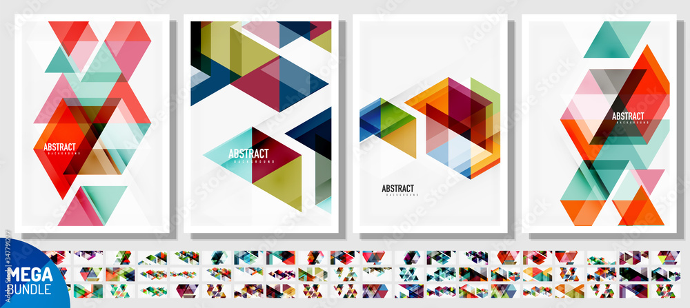 Triangle geometric design poster templates mega bundle with lots of additional designs. Trendy abstract backgrounds for business or technology presentation, internet poster or web brochure Triangle geometric design poster templates mega bundle with lots of additional designs. Trendy abstract backgrounds for business or technology presentation, internet poster or web brochure