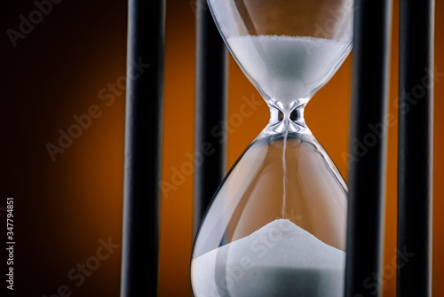 Close up on an hourglass or egg timer